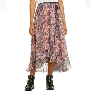 Allsaint Cosmo Massala Multicolor Animal Print Maxi Skirt Size 6